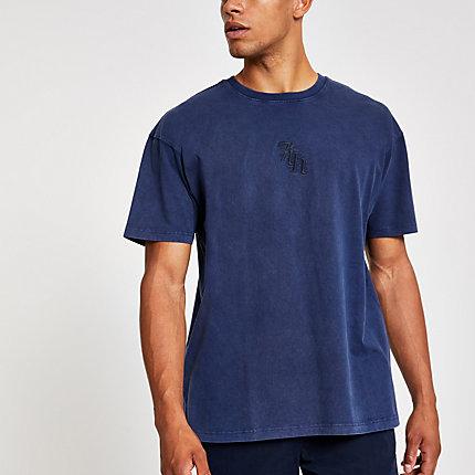 River Island Mens Wash 'svnth' Embroidered T-shirt