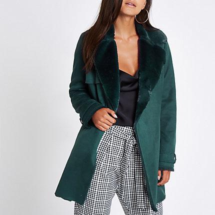 River Island Womens Petite Faux Fur Fallaway Jacket