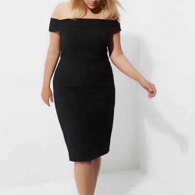 River Island Womens Plus Bodycon Frill Back Midi Dress