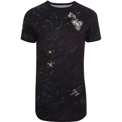 River Island Mens Scratch Floral Muscle Fit T-shirt