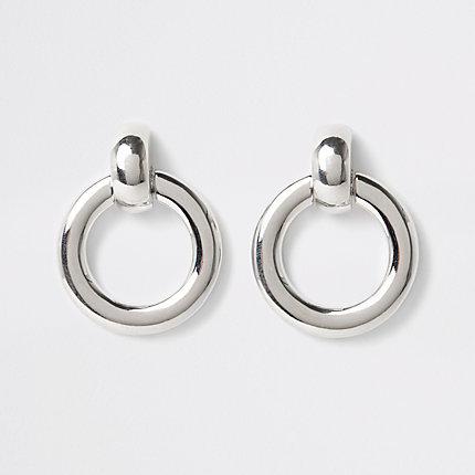 River Island Womens Silver Color Door Knocker Hoop Earrings
