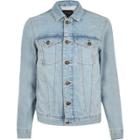 River Island Mens Bleach Back Print Denim Jacket