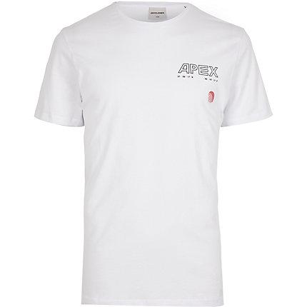 Mens Jack And Jones White Chest Print T-shirt