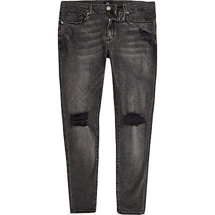 River Island Mens Ollie Ripped Knee Spray On Jeans