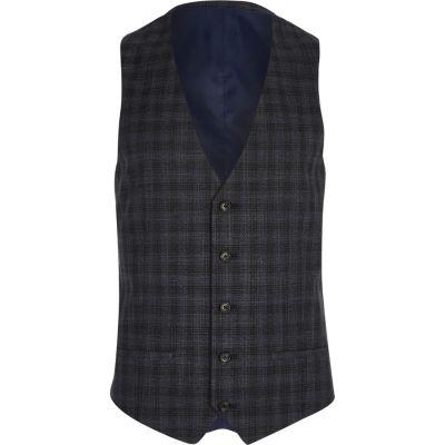 River Island Mens Shadow Check Suit Waistcoat