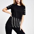River Island Womens Diamante Stripe Short Sleeve T-shirt