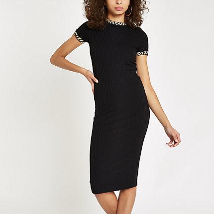River Island Womens Leopard Print Trim Midi Dress