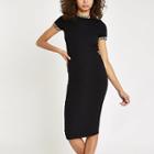 River Island Womens Leopard Print Trim Midi Dress