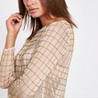 River Island Womens Gold Rhinestone Long Sleeve Top