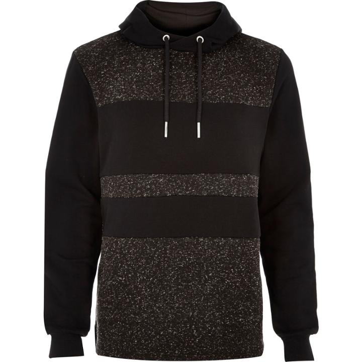 River Island Mensdark Systvm Panel Front Hoodie