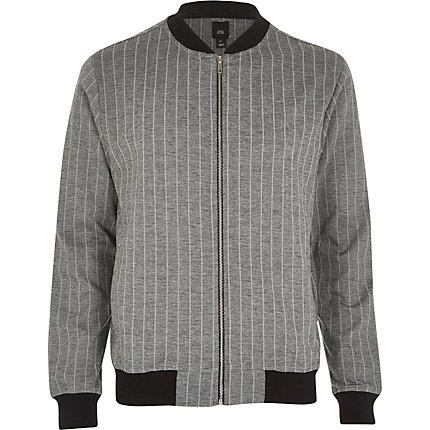 River Island Mens Pinstripe Slim Fit Bomber Jacket