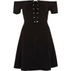 River Island Womens Bardot Lace Up Front Skater Dress