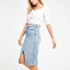 River Island Womens Fray Denim Pencil Skirt