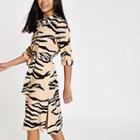River Island Womens Petite Tiger Print Shirt Dress