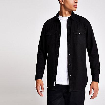River Island Mens Long Sleeve Double Pocket Denim Shirt