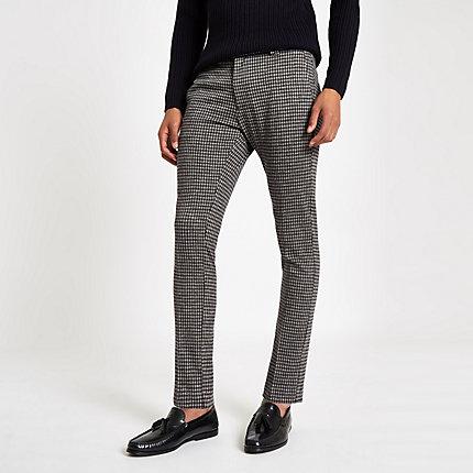 River Island Mens Check Super Skinny Smart Pants