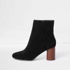 River Island Womens Suede Wide Fit Block Heel Ankle Boots