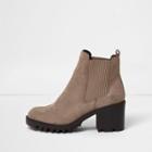 River Island Womens Faux Suede Chunky Boot