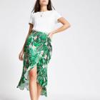 River Island Womens Palm Print Frill Midi Skirt