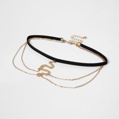 River Island Womens Drape Snake Pendant Choker