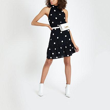 River Island Womens Spot High Neck Swing Dress