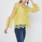 River Island Womens Petite Lace Frill Sleeve Top