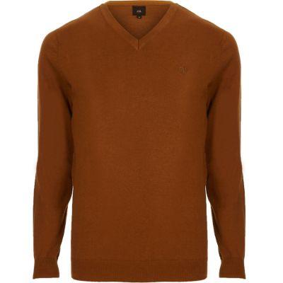 River Island Mens Slim Fit V Neck Jumper