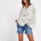 River Island Womens White Embellished Tassel Tie Top