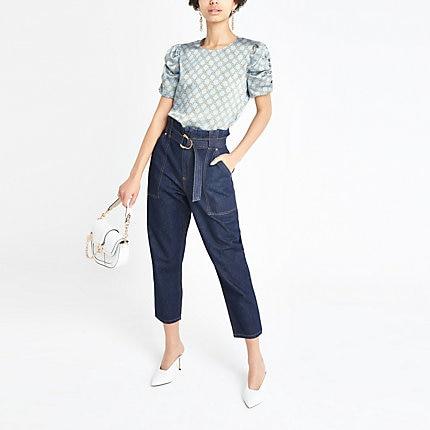 River Island Womens Chain Print Puff Sleeve Blouse