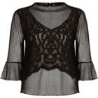 River Island Womens Mesh Lace Flared Sleeve Top