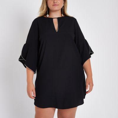 River Island Womens Plus Frill Sleeve Mini Dress