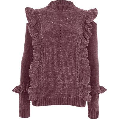 River Island Womens Chenille Frill Turtle Neck Jumper