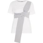 River Island Womens White Stripe Print Bow Front T-shirt