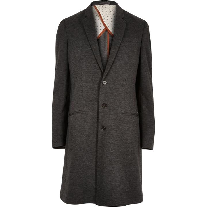 River Island Mensgrey Long Smart Overcoat