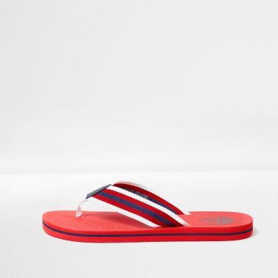 River Island Mens Canvas Stripe Flip Flops
