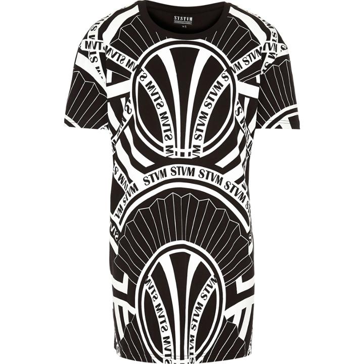 River Island Mensblack Systvm Longer Length T-shirt