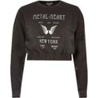 River Island Womens 'metal Heart' Print Cropped Sweatshirt