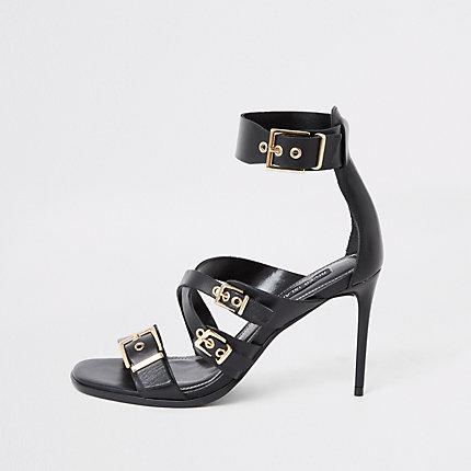 River Island Womens Leather Buckle Heeled Sandal