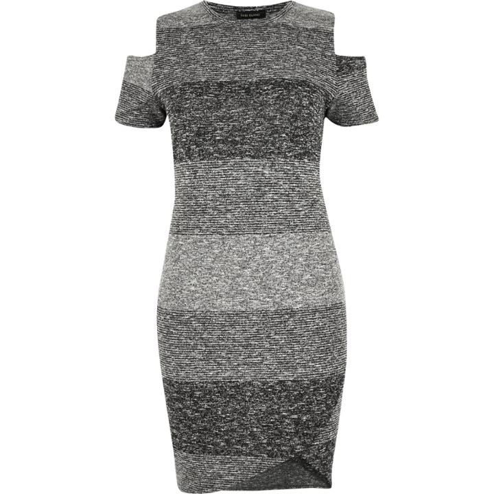 River Island Womens Ri Plus Stripe Cold Shoulder Dress