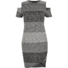 River Island Womens Ri Plus Stripe Cold Shoulder Dress