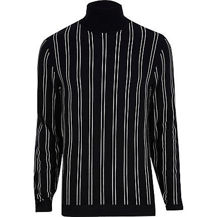 River Island Mens Pinstripe Roll Neck Slim Fit Jumper