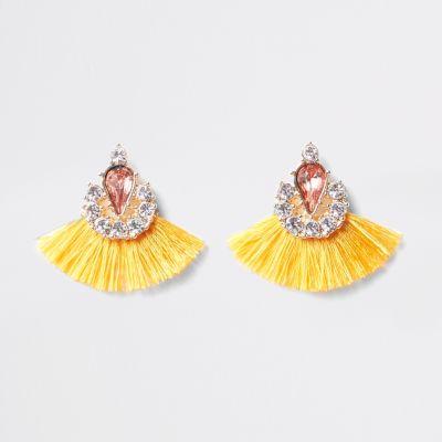 River Island Womens Tassel Fan Jewel Stud Earrings