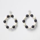 River Island Womens Mono Bead Diamante Hoop Drop Earrings