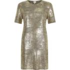 River Island Womens Gold Metallic T-shirt Dress