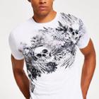 River Island Mens White Skull Print Muscle Fit T-shirt