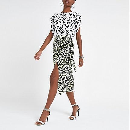 River Island Womens White Leopard Print T-shirt