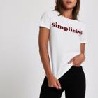 River Island Womens White 'simplicite' Velvet Print T-shirt