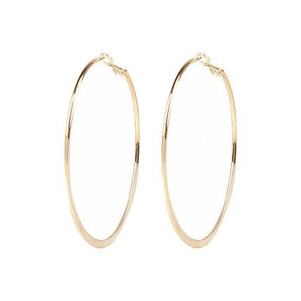River Island Womens Gold Colour Medium Flat Bottom Hoop Earrings
