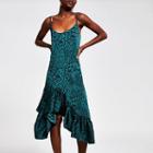 River Island Womens Leopard Print Frill Midi Slip Dress