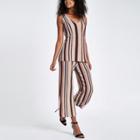 River Island Womens Stripe Metallic Stitch Pants